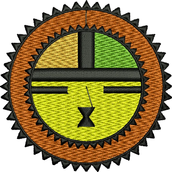 abstract geometric circular emblem embroidery design