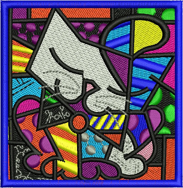 abstract romero britto snoopy pop art embroidery design