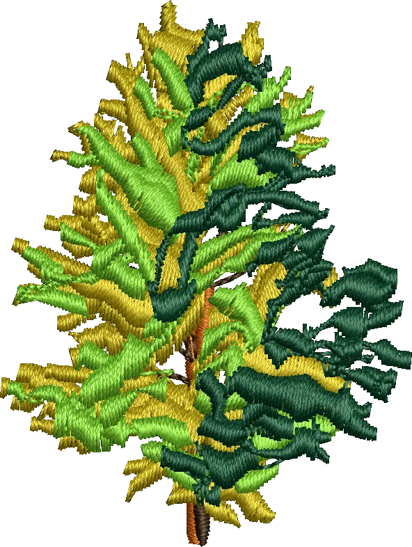 abstract textured green and gold foliage embroidery design