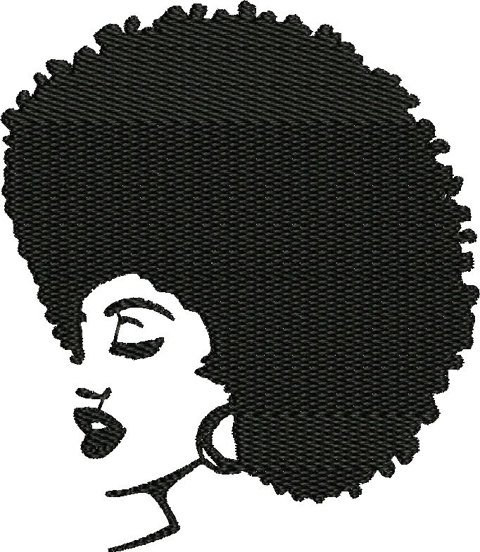 afro woman profile silhouette embroidery design