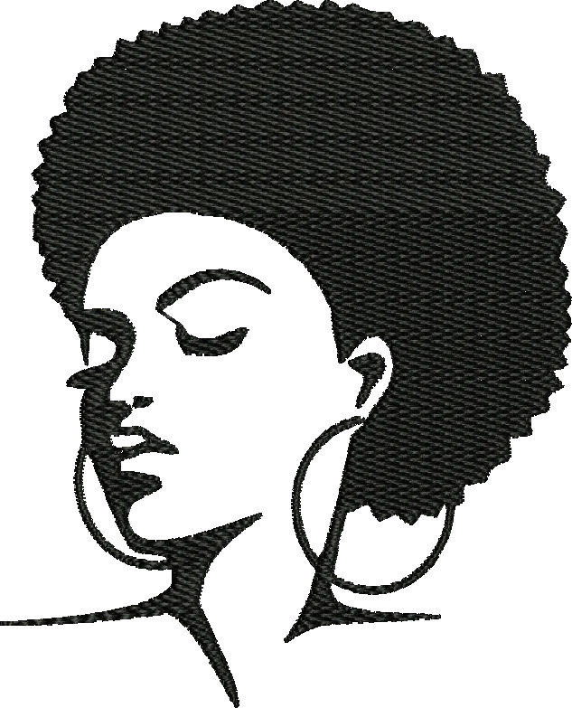 afro woman silhouette hoop earrings embroidery design