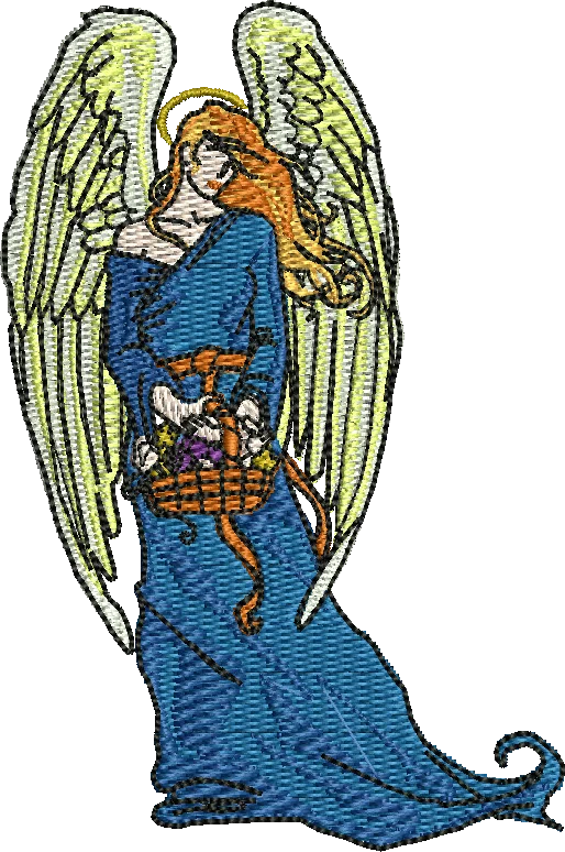 angel and fruits embroidery design