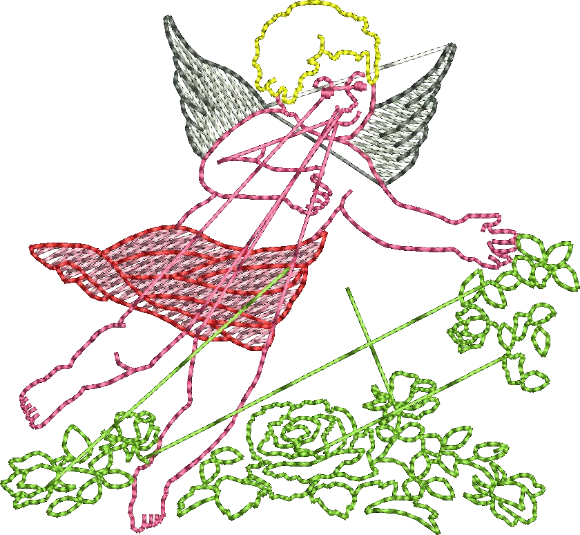 angel and leaves embroidery design