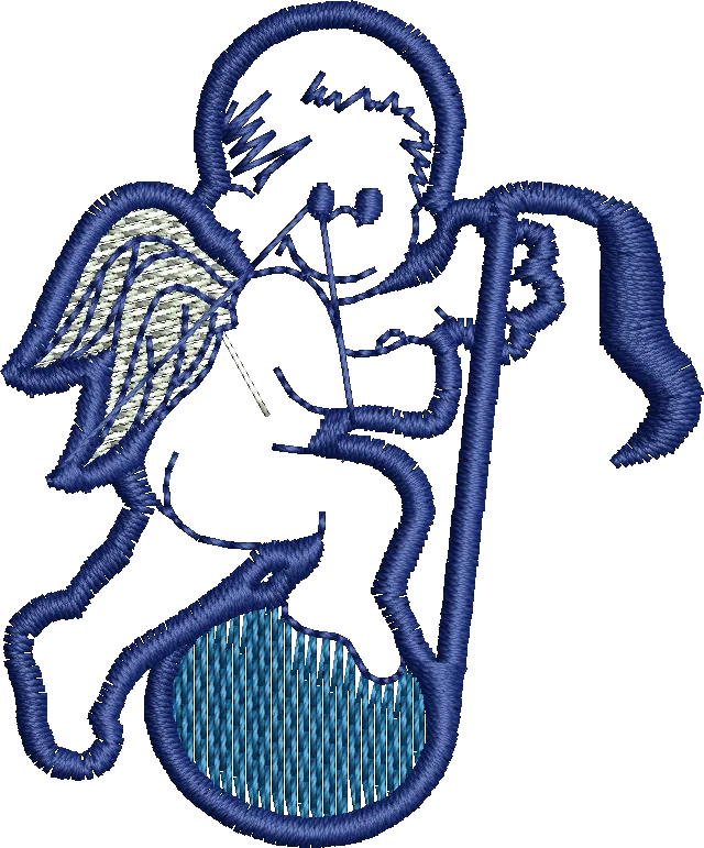 angel and note embroidery design